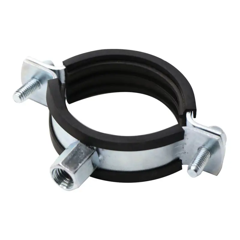 Nut M8+10 Heavy Duty Pipe Clamps With Epdm Rubber And With Reinforced Band Zinc-plated