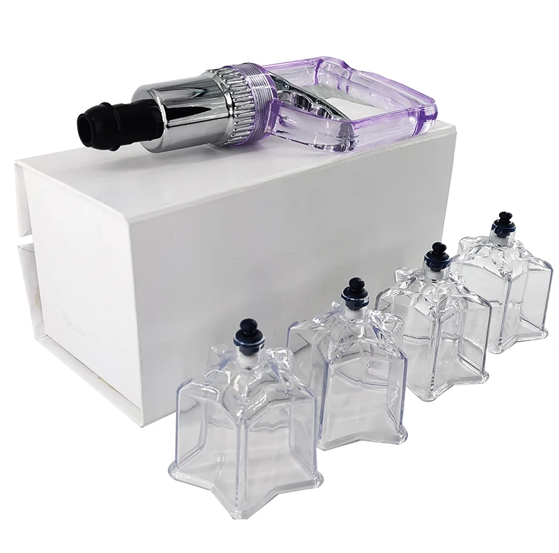 Hot 4Pcs Characteristic Star Shaped Vacuum  Cupping with Pumb Plastic Set Cupping Therapy Anti Cellulite Massage for Face Body