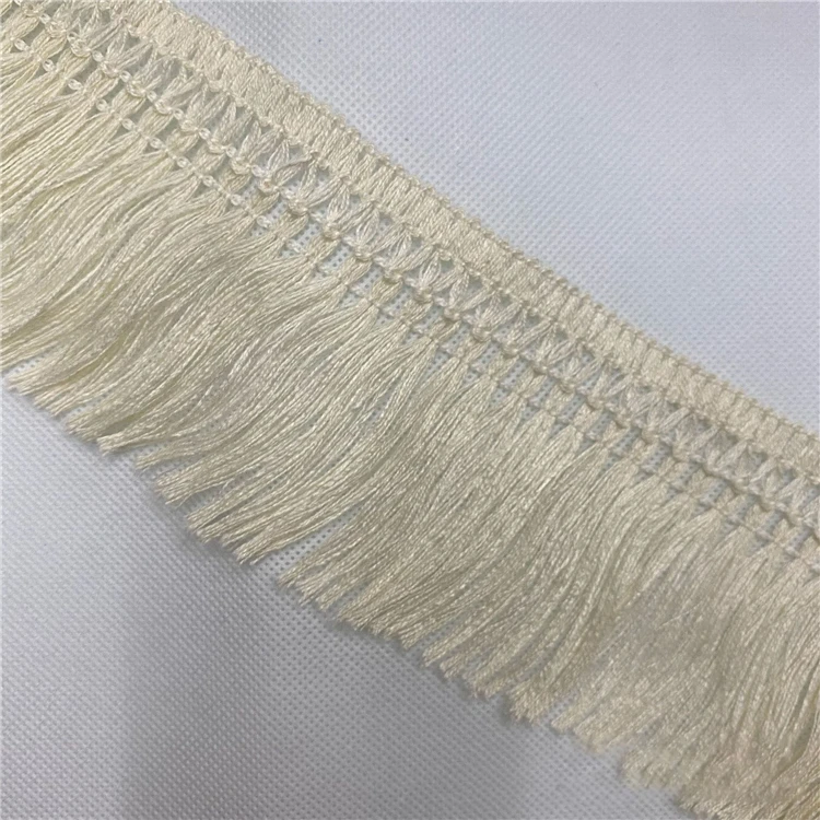 Wholesale 50 Yards 8 cm Polyester White Tassel Fringe Lace Trimming  for Sewing Blanket Curtain