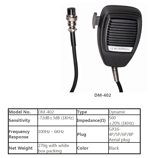 DM-402 Car CB Radio Two Way Radios Ham Mic Microphone 4 Pin Connector Mobile Radio Speaker