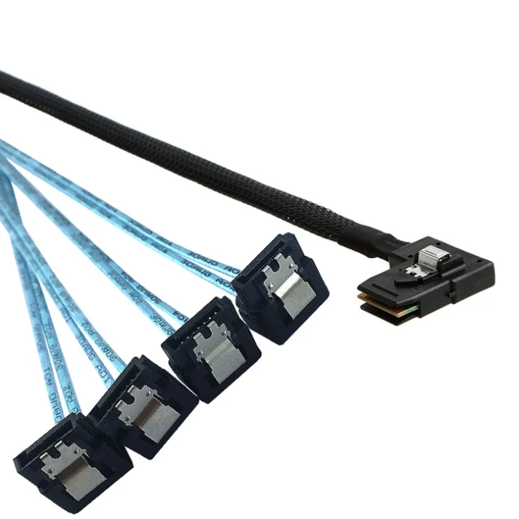 Прямоугольный Mini SAS 36p Sff-8087 до 90 градусов, с 4мя фазами, Sata 7pin коммутационный кабели