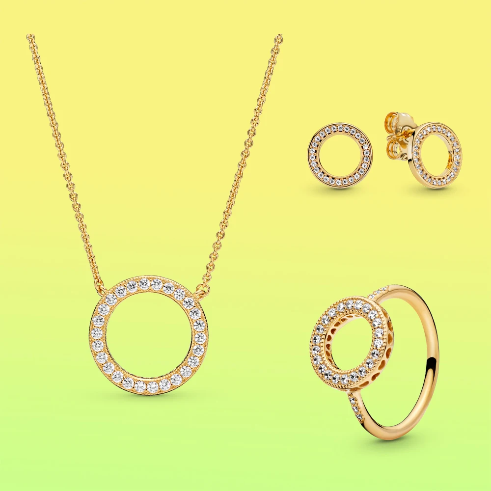 Stainless Steel Jewelry sets Geometric Round Pendant Necklace For Women Men Gold Circle Femme Colar Choker Necklaces Newest 2024