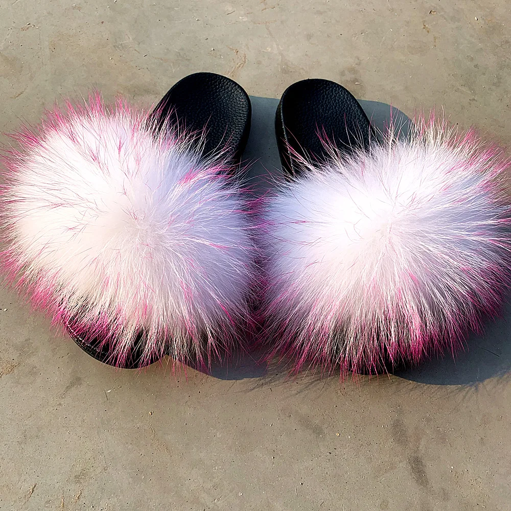 
MK-1008 2020 girls kids fur slides and purses sandals for kids real fox fur raccoon fur baby toddler with strap mommy and me set 