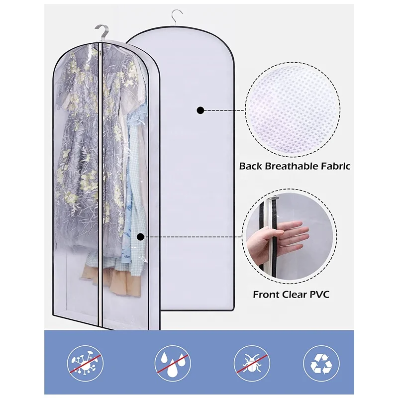 Garment Bags for Hanging Clothes  for Closet Storage Gusseted Clear Dress Bag for Clothes Garment Suit Bags