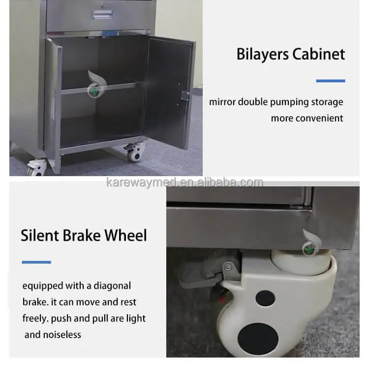 China Guangdong Foshan Stainless Steel Hospital Usage Medicine Trolley Cart