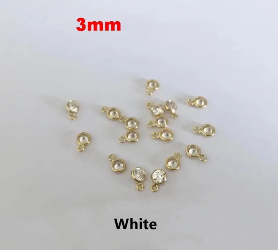 Fashion Birthstone  3MM Zircon Woman Jewellery 14K Gold Filled Charms DIY Making Materials