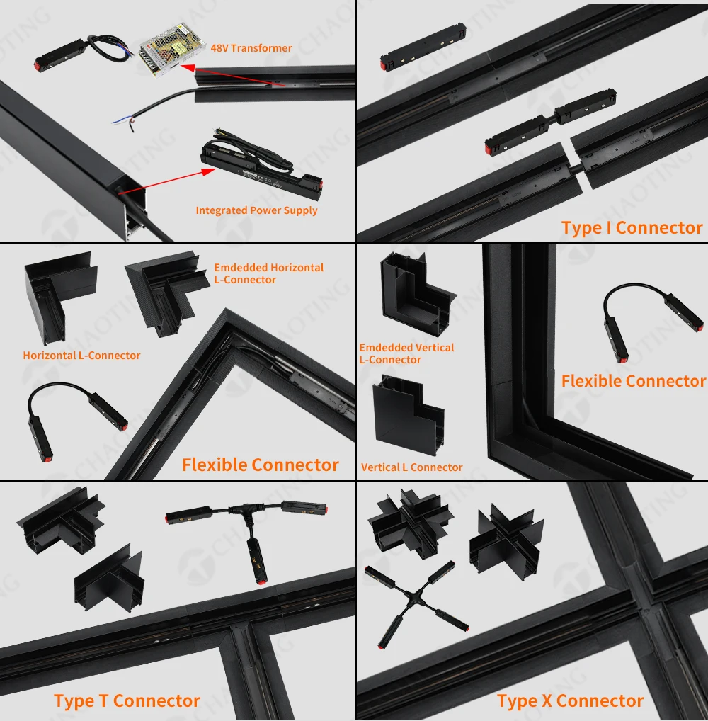 New Design 48V LED Track Lighting System 6W 12W 18W Magnetic Rail Track Light COB Spotlight No Flickering Linear LED Track Light