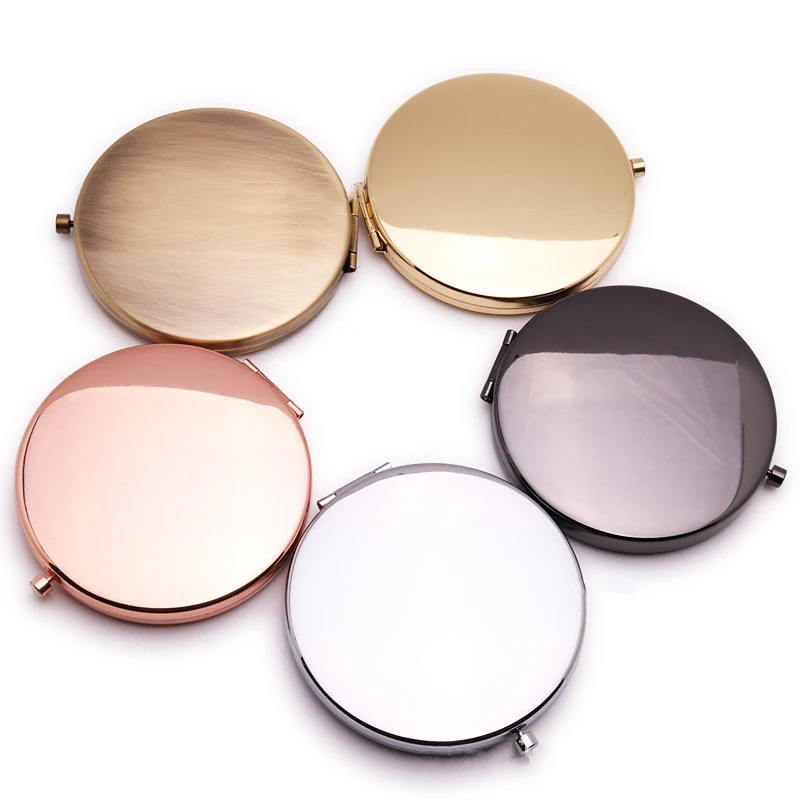 Индивидуальные дорожные портативные круглые складные карманные зеркала с логотипом, косметические зеркала для макияжа, маленькое зеркало