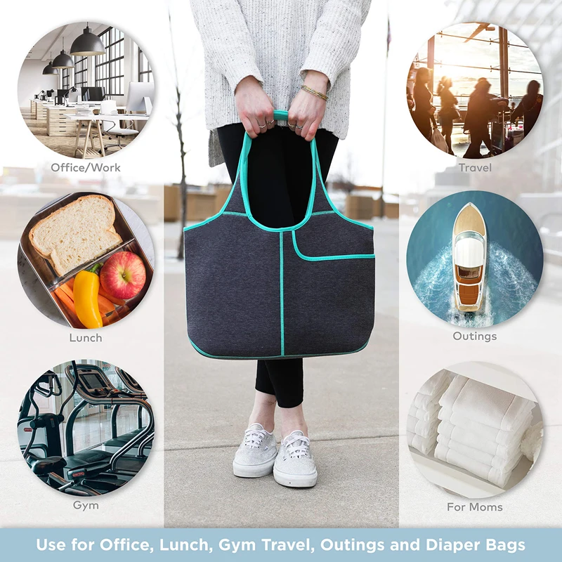 Custom Logo Neoprene Soft Tote Bags Purse and Handbag For Women Travel Shopping Large Capacity Totebags Luxury Shoulder Bags