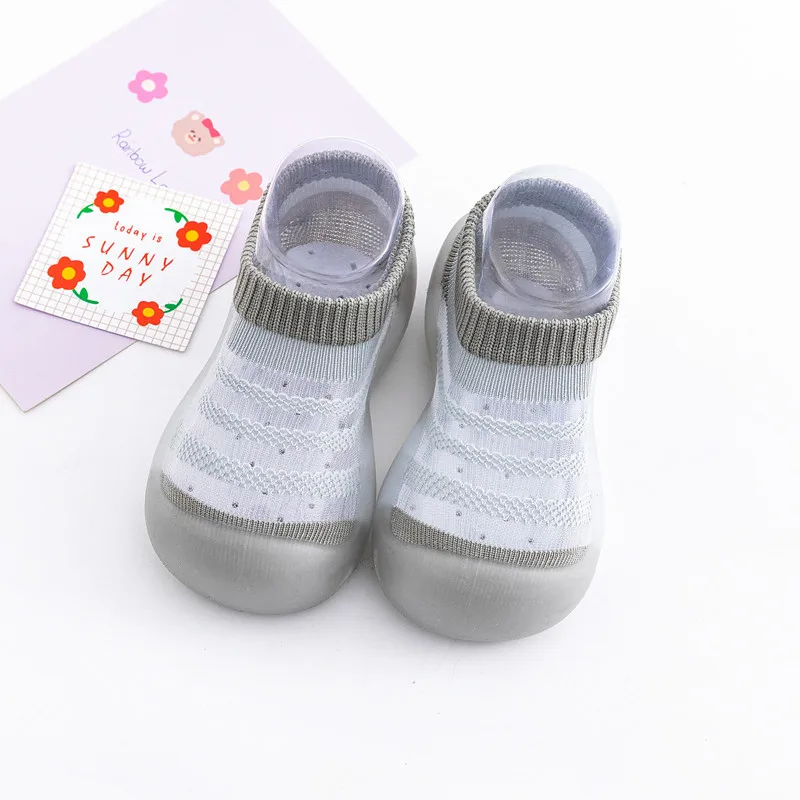 2024 summer new baby sneakers baby mesh breathable socks shoes rubber shift socks with transparent sole