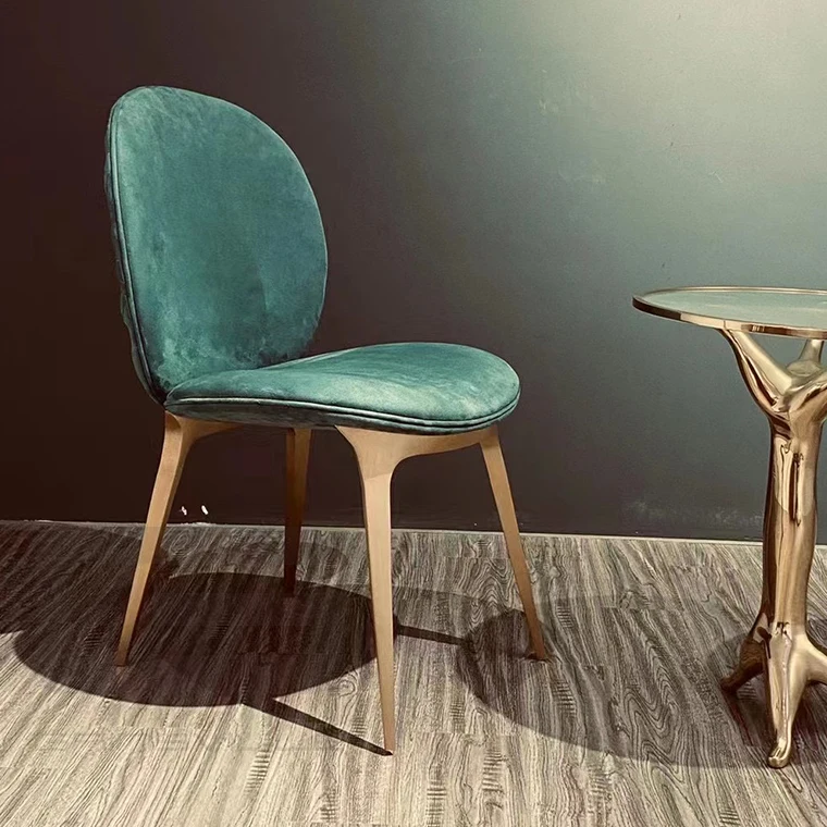 Modern hotel luxury dinning room chair set for furniture Metal stainless steel faux suede fabric restaurant dining chair