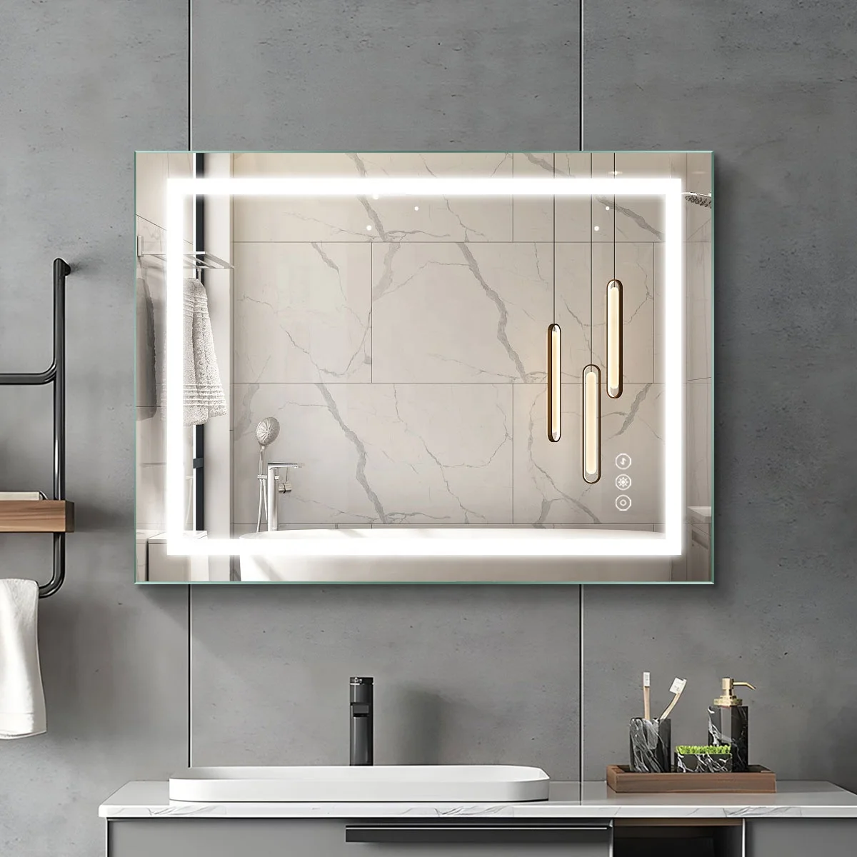 Waterproof Bathroom LED Mirror With Electronic hotel custom mirror bath mirrors