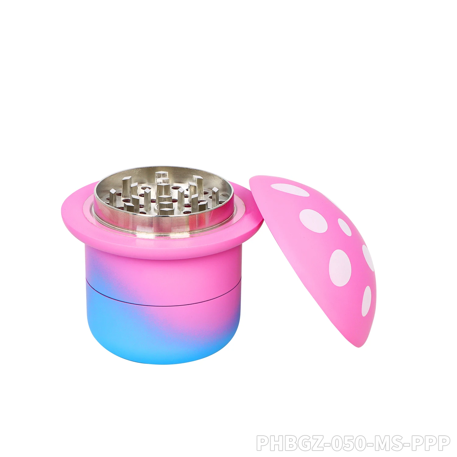 Puff Puff Pass Brand Series 4-Layer Zinc Alloy Plastic Cigarette Grinder Rainbow Color Spray Paint Frosted Mushroom