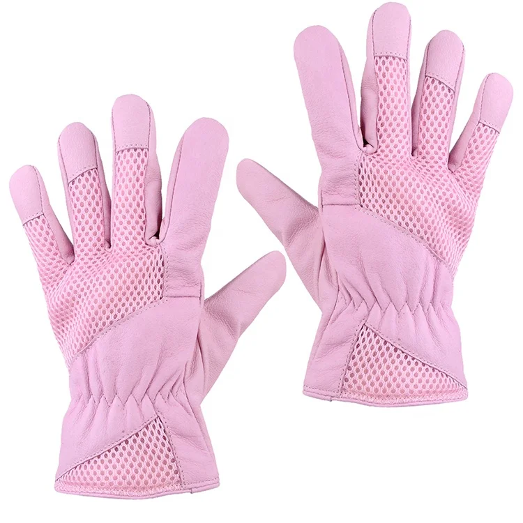 KKOYING leather pink work gloves Anti-Impact Anti-Static Protective leather work gloves