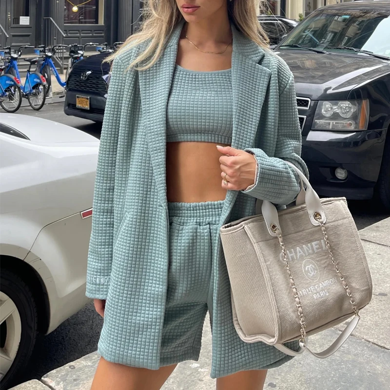 Custom Women Clothing Summer Casual Lounge Wear Quilted Cloud Tube Top Shorts Set Women Two Piece Short Set