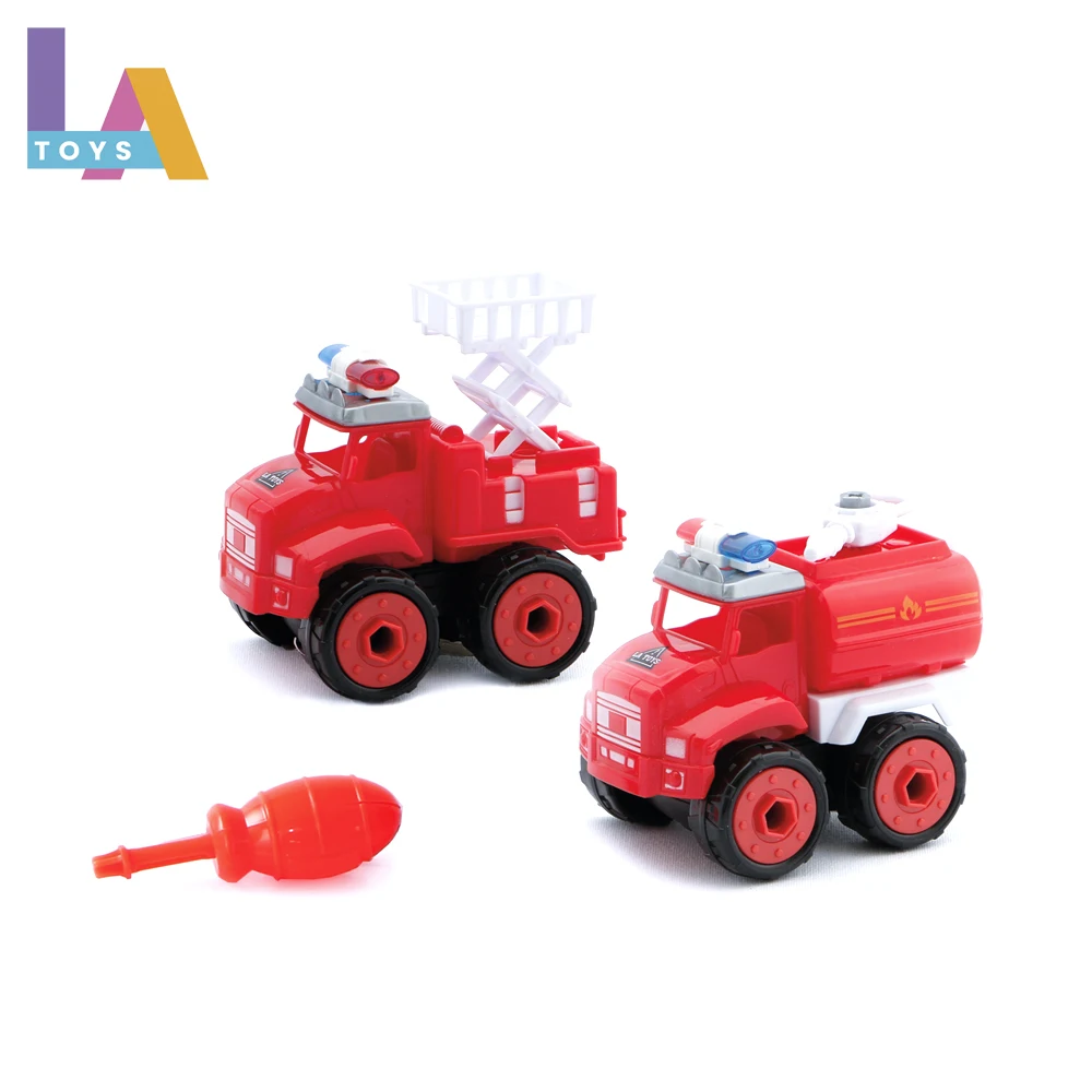 Longthuy Made in Vietnam Kid Plastic Diy Disassembly Construction Car Model Children Educational Assembly Fire Engine Truck Toy