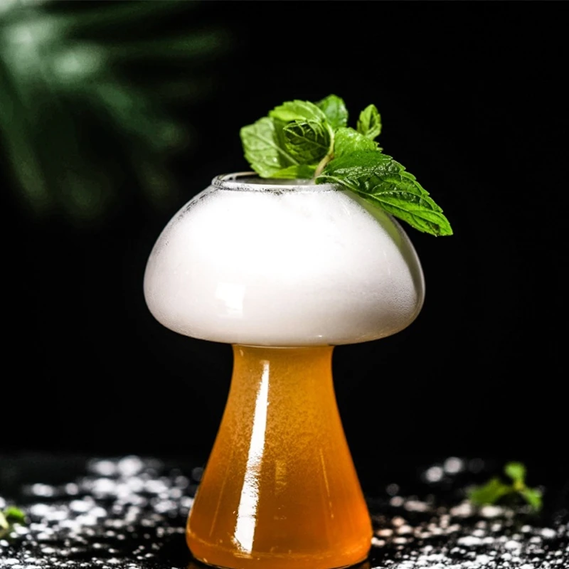 Ins Popular Mushroom Design Novelty Drink Cup Cocktail Glass for KTV Bar Night Party