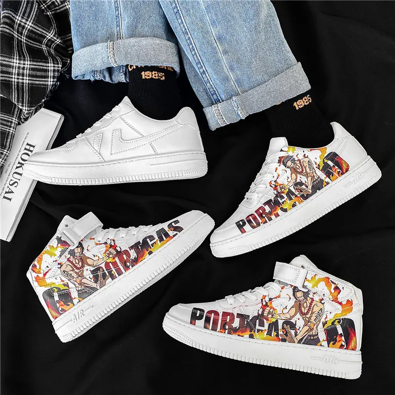Ziitop Manufacture Air 1 force Casual Men Sneakers One piece Portgas D Anime Shoes For Men Men Skateboard Shoes