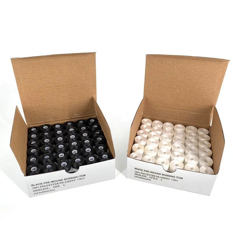 75D/2Polyester Bobbin Thread  L type side less for back embroidery