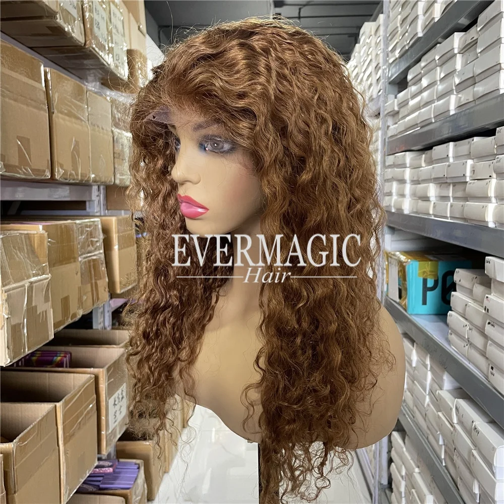 
fashion chesnut kinky curly wigs human hair lace front for black women with baby hair wholesale full lace human hair wig 