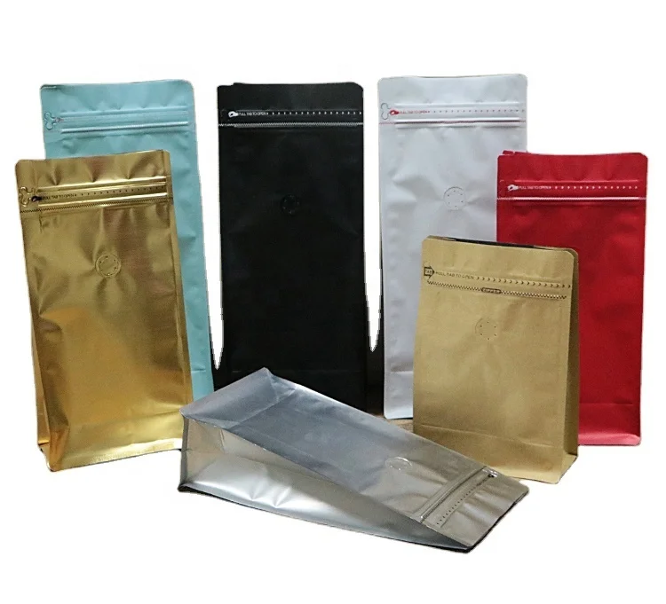 250gr 250 г с индивидуальным принтом биоразлагаемая сумка для кофе плоским дном черная кофейная клапаном и молнией