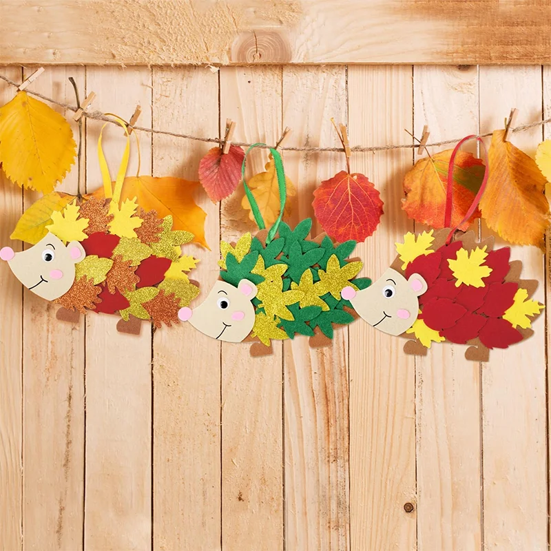 Leafy Hedgehog Kits, Autumn and Winter Arts and Crafts (Pack of 5), Assorted