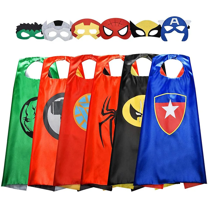 CM080 Kids Anime Theme Party Costume Spider Superhero Captain Cape Cloak with Eye Mask for Children Halloween Carnival Dress Up