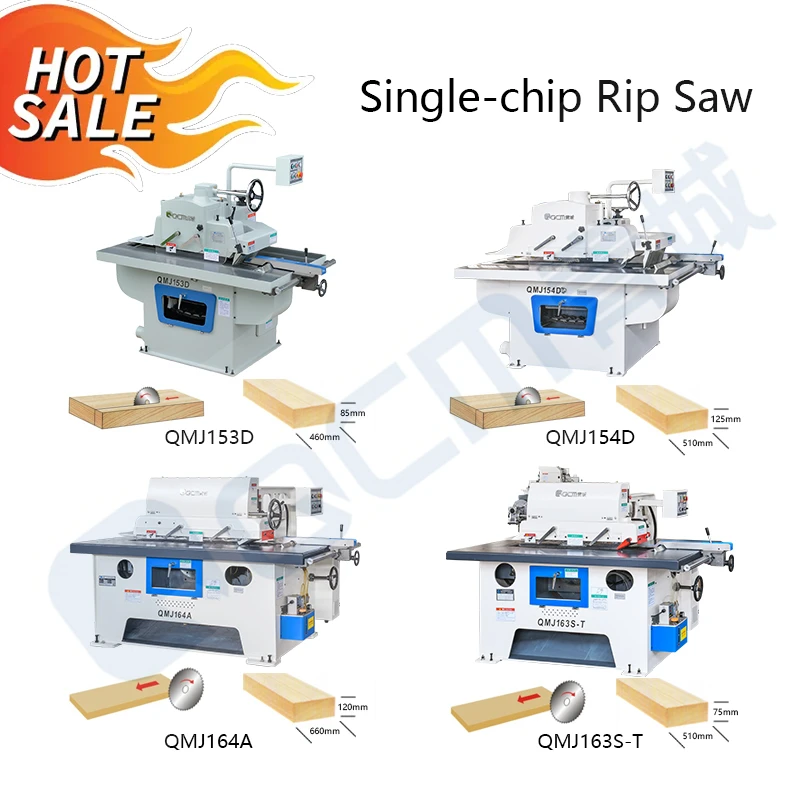 QMJ164A Single Blade Rip Saw Industrial Table Saw Bearing Aoke 6200Z Power Saws