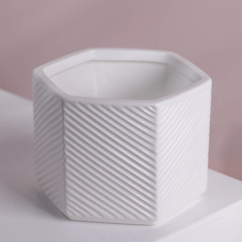 YUANWANG Nordic Style Stripe Printing Plant Flower Pots & Planters Garden Decor Ceramic Pots Bonsai Pot