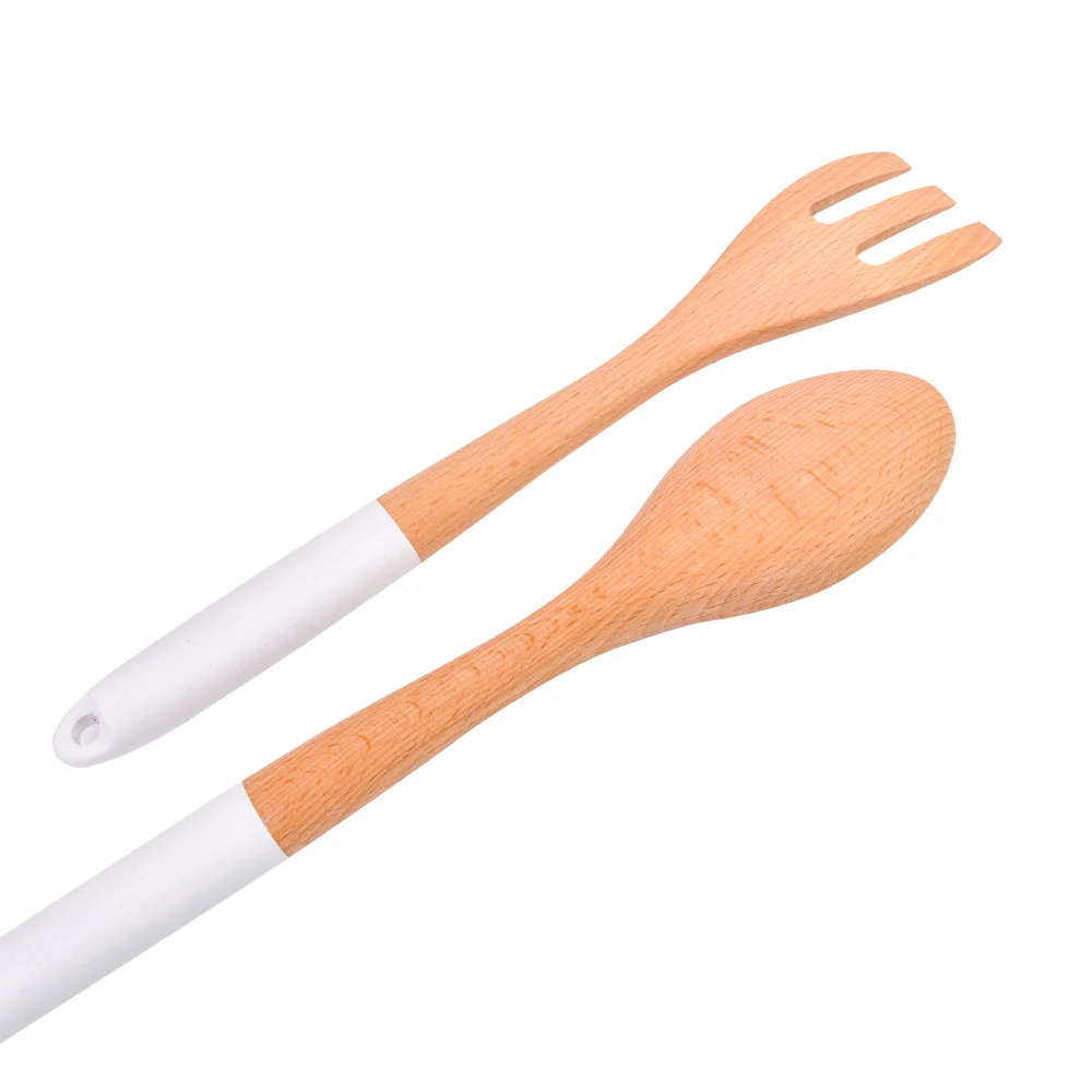 TAOTAOJU Kitchenware Custom Pasta Tools Nonstick Kitchen Cookware Two Piece Set Variable Handle Color Beech Spatula spoon Set