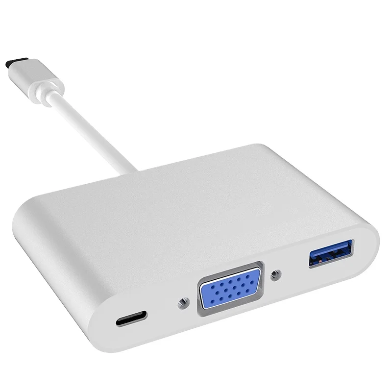 Type C 3 IN 1 Converter Adapter Type C to VGA+USB+PD HUB Factory price USB 3.1 Type C Multifunction adapter