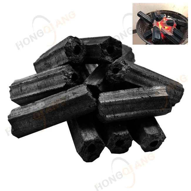 HongQiang Wholesale Natural Black Low Ash Hardwood For Family Party Cooking Stick Barbecue Hexagon Charcoal Bbq Coal