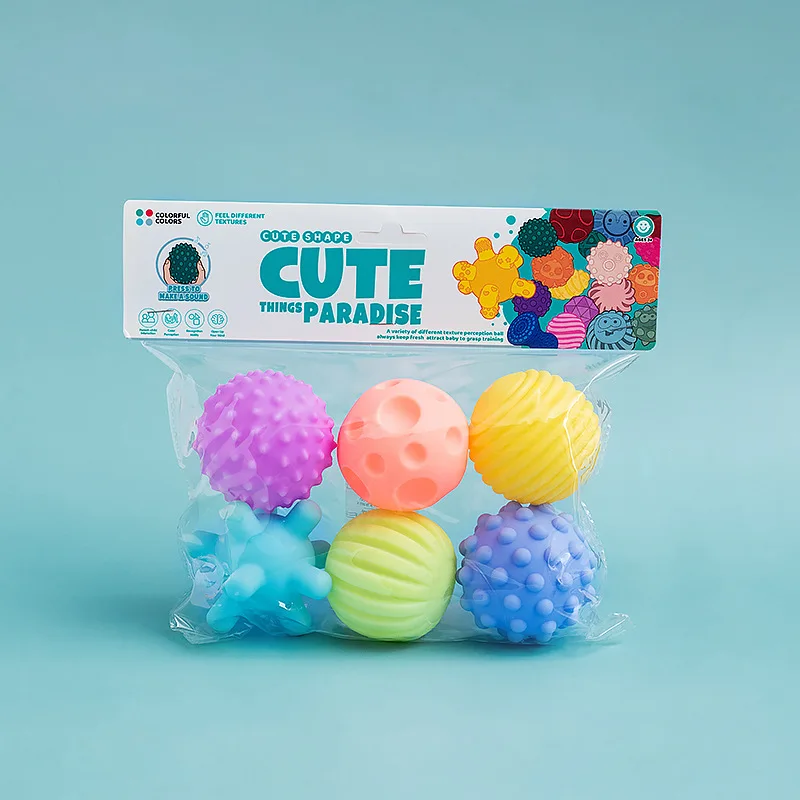 2024 The Newest Baby Toy Soft Rubber Grip Ball Manhattan Tactile Perception Massage Ball For Baby