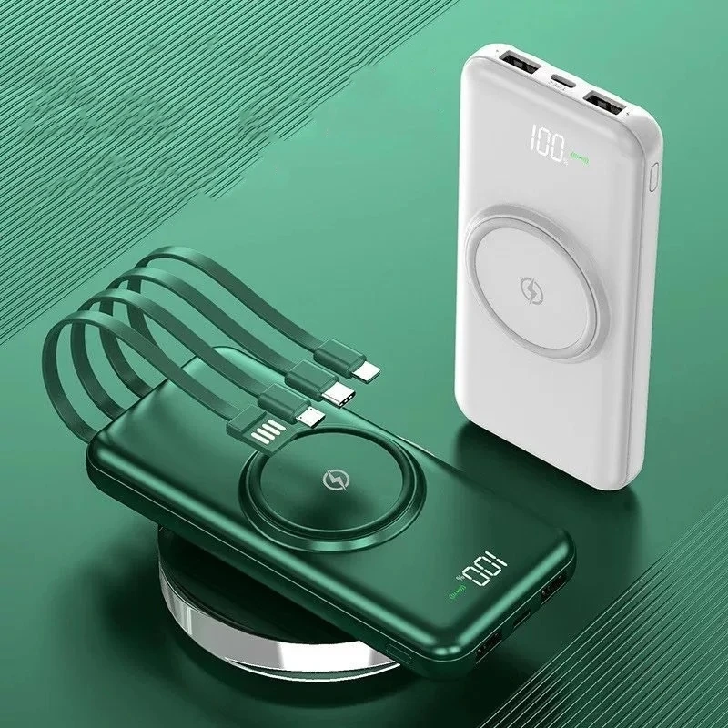 Wireless Charging Power Bank 10000mAh Portable Digital Display External Battery with Cable for Xiaomi iPhone 20000mAh Power Bank