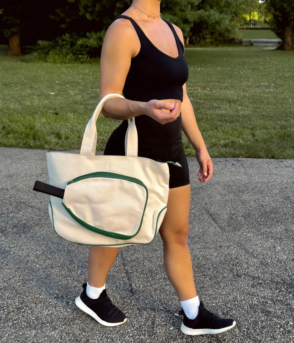 Custom Logo Gym Badminton Pickleball Paddle Racket Bag Lightweight Cotton Tennis Tote Bag for Women Kids