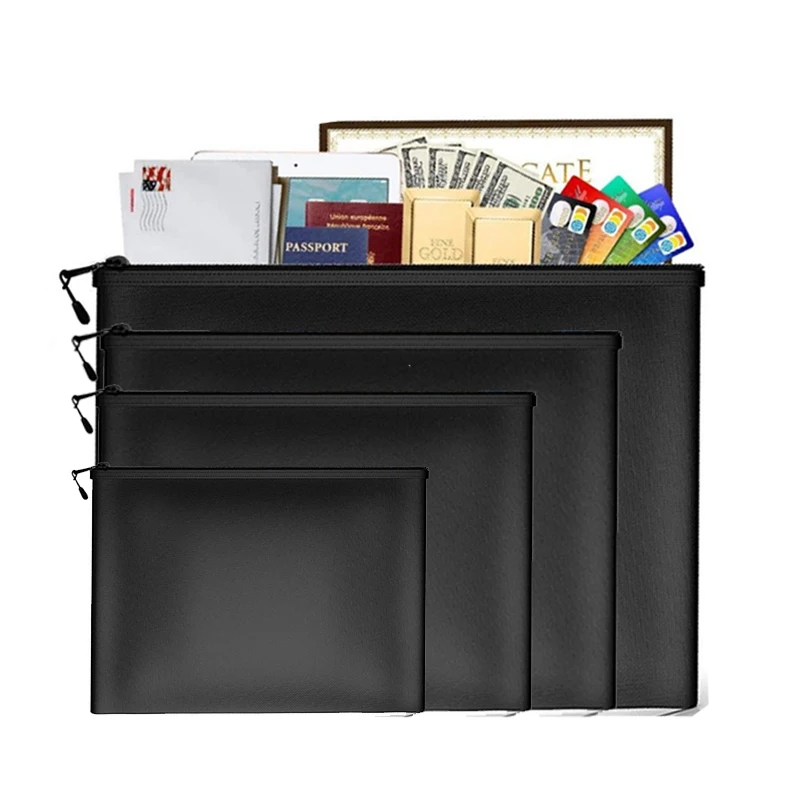 2024 New File Pocket Office Waterproof Card Cash Storage Fireproof safe privacy protection Document  Money Faraday Bag