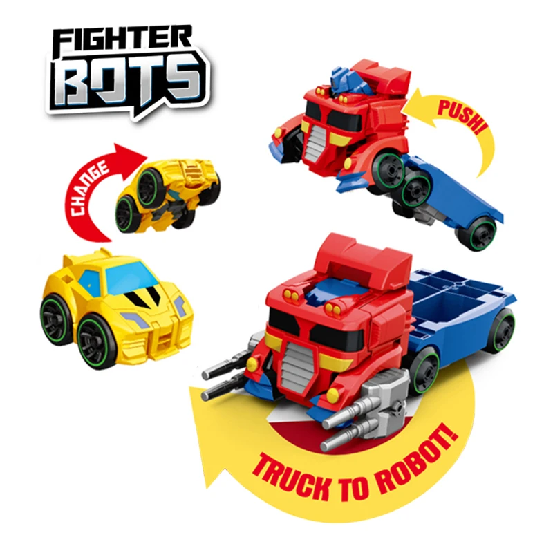 ENJOYSTAR Catapult Rail Folding Truck With Changing Mini Car Red Multi-function Ejection Trans-formers Trailer Robot