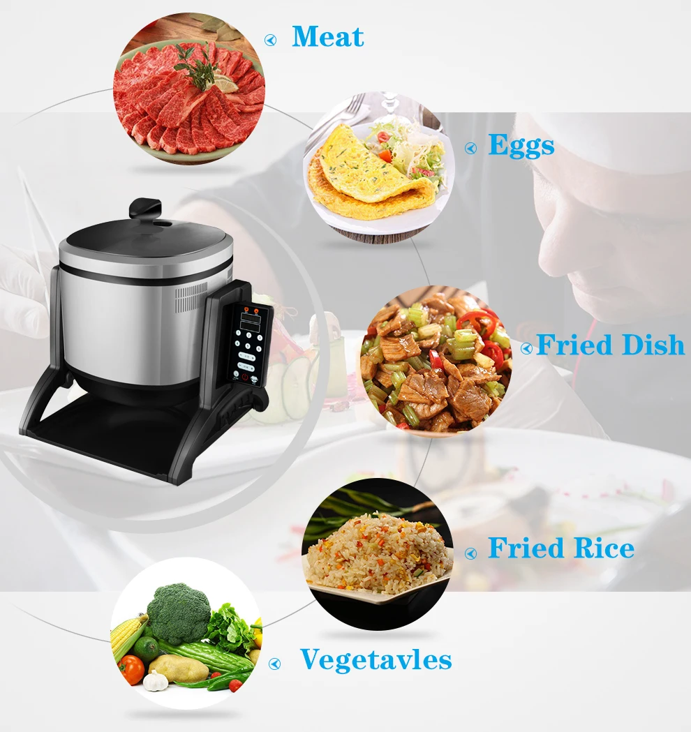 Custom 3200w Non-Stick Intelligent Food Cooker Electric Convenient Knob Switch Robot Fried Rice Fast Food Machine