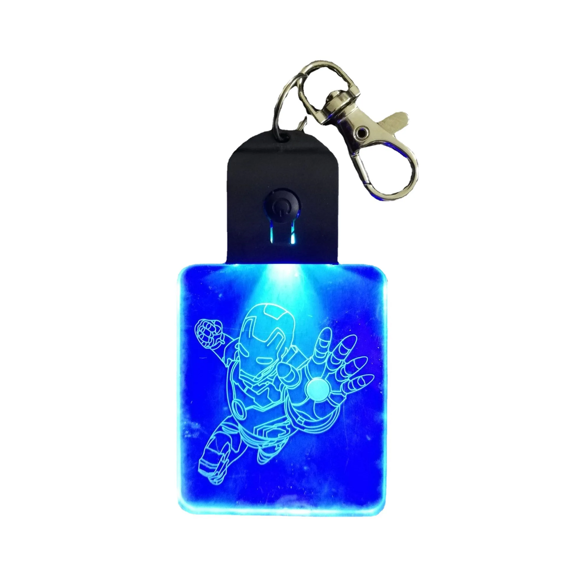 Custom Logo Flashing Acrylic key chain Led Keychains Glow In  Dark Light Up Badge Key Ring custom key chain logo