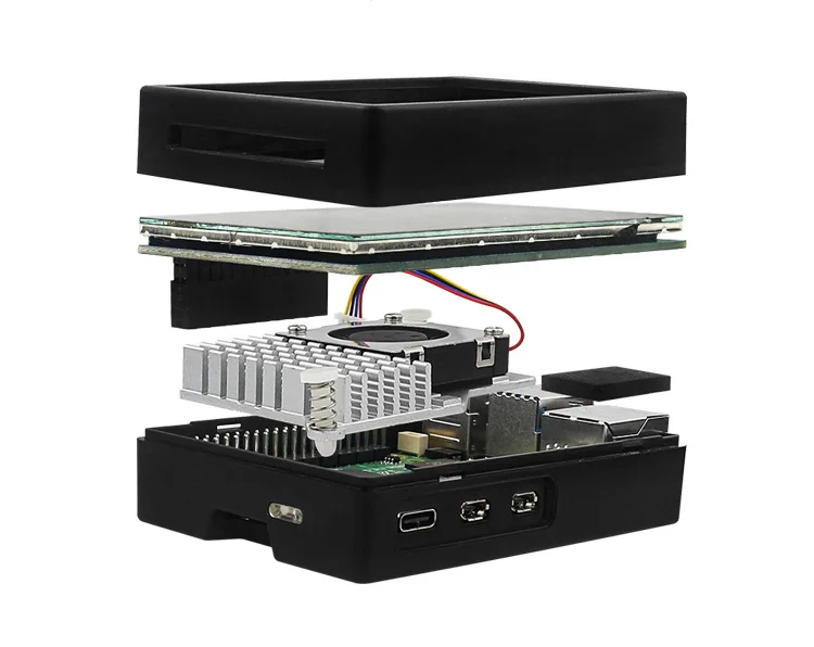 Raspberry Pi 5th Generation ABS Housing Raspberry Pi5 5B Protective Case Compatible with PWM Cooling Fan 3.5-inch Screen