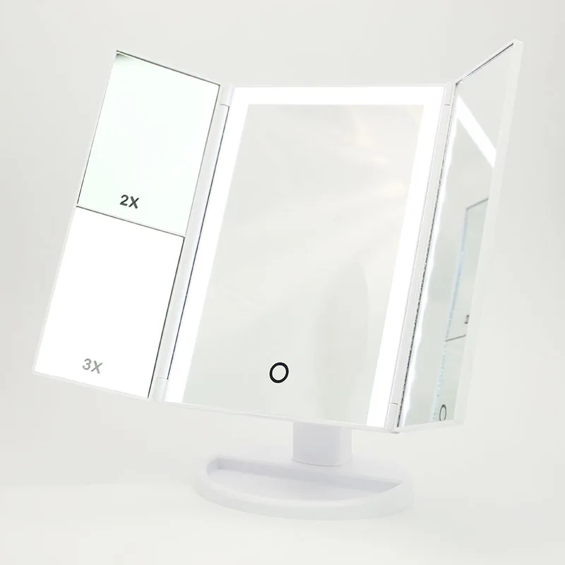 Умное зеркало для макияжа с подсветкой увеличение 2X 3X 10X сенсорное управление тройное зеркало для макияжа