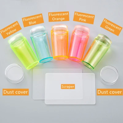 NSP40 Nail Art Designs Candy Seal Stamp Transparent Silicone Template with Cover Stamper Scraper Tool For
