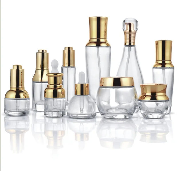 Glass Bottles Serum Cosmetic Essential Oil Perfume Packaging 30ml/100ml/60ml Capacity Aluminum Pump Sprayer Empty Filling
