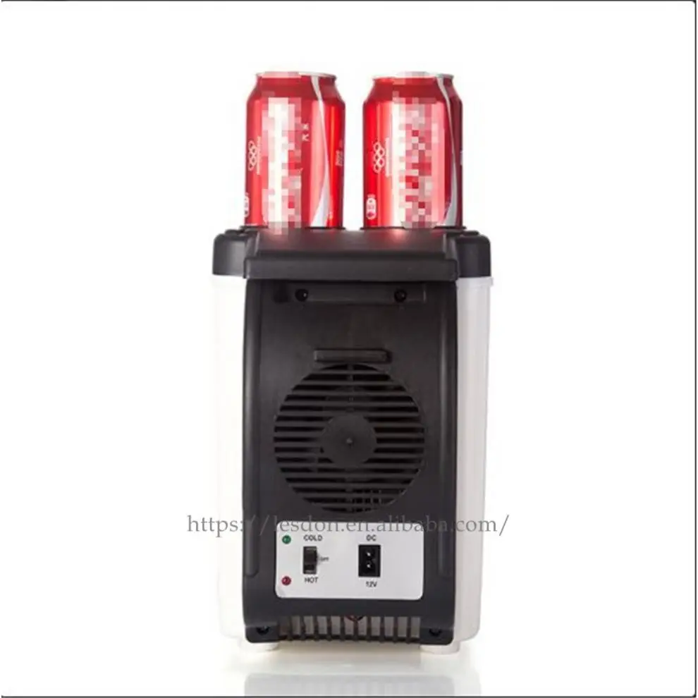 12V multi-function travel refrigerator with 4 beverage hole boxes car electric refrigerator mini 6L car refrigerator
