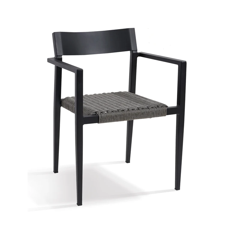 Metal Outdoor Garden Chairs Patio Leisure Woven Rope Chair With Cushion Waterproof