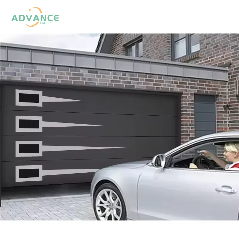 ANDA American Style 16 x 8 sectional garage door black aluminium with frost glass garage door