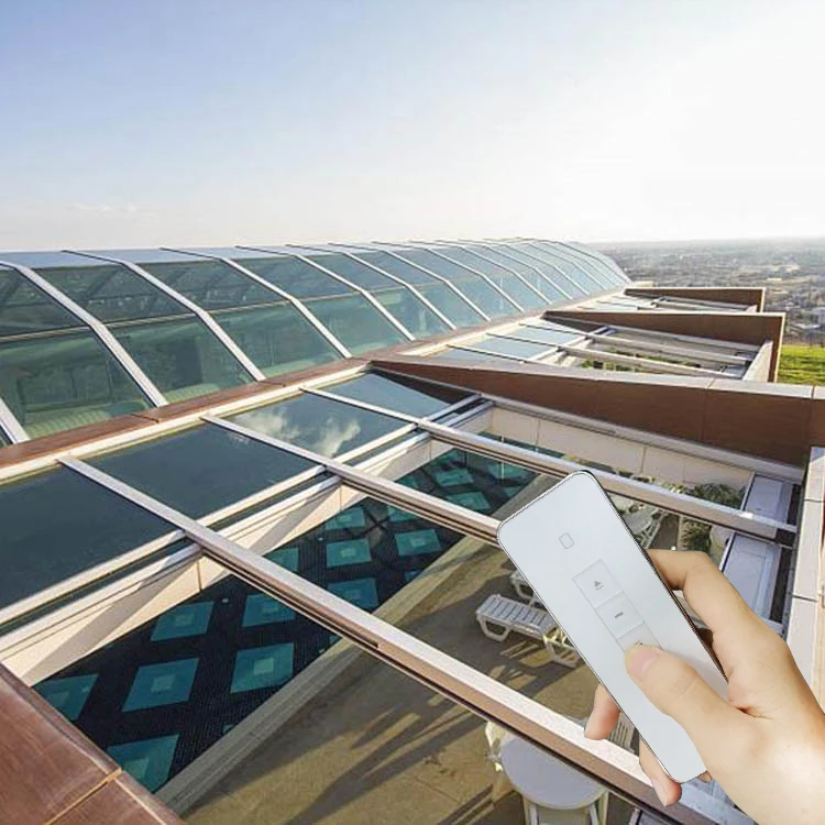 Gazebo Retractable Glass Sliding Roof System Automatic Retractable Large Skylight Roof Electric Building Sliding Roof