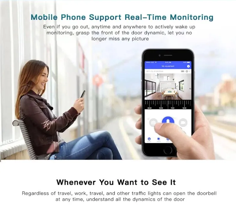 Made in China Doorbell Camera Wireless Ring Video Smart Phone Call Visual Recording Monitor Intercom Door Bell