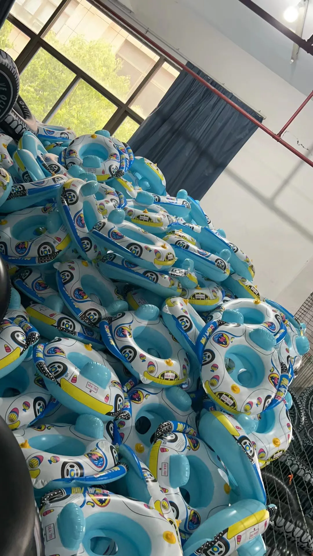 Hot sell Steering wheel baby swim float with safety seat Pool Float Ring car inflatable baby float