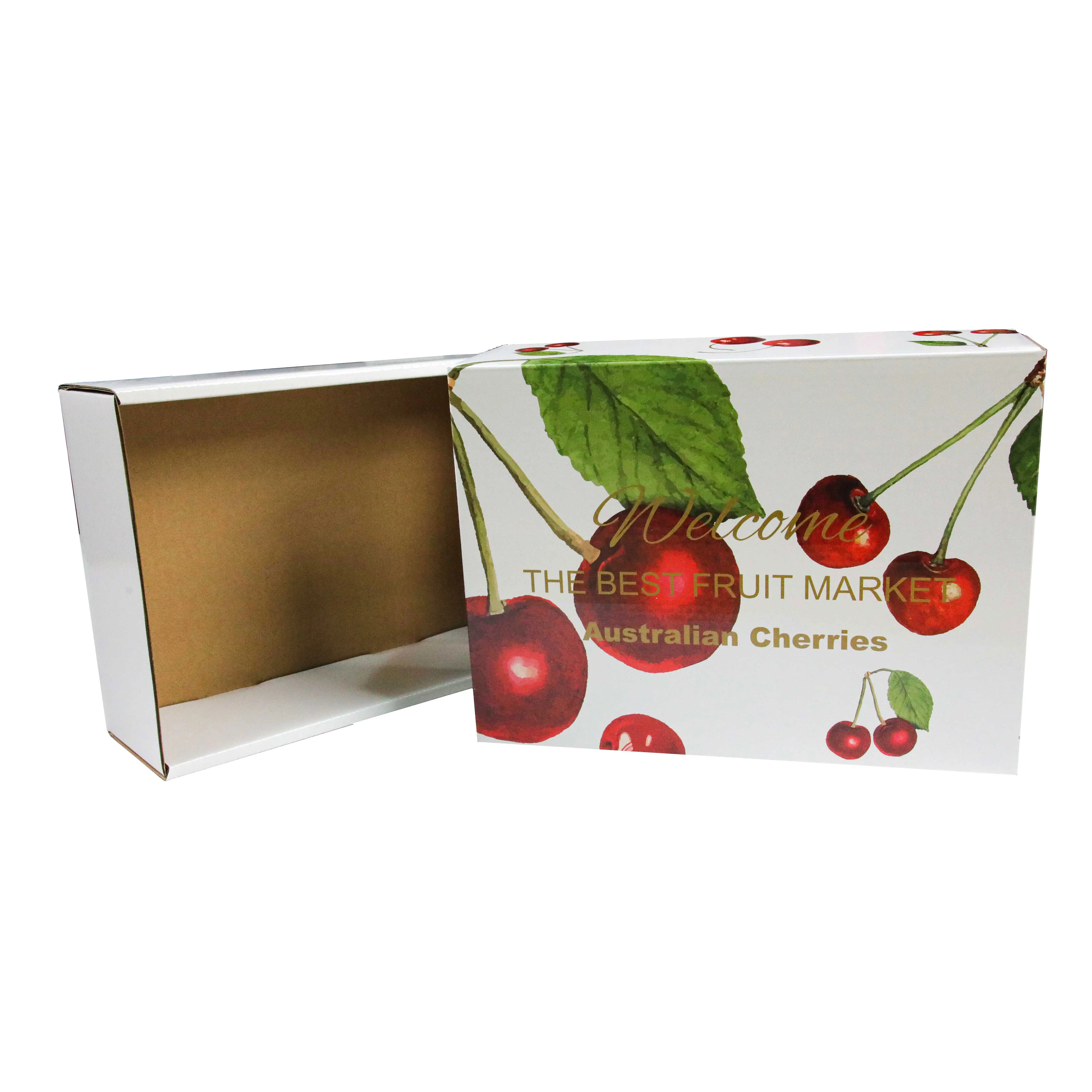 Wholesale Custom Branded Recyclable Cherry  Vegetable Fruit Package Coated Corrugated Fresh Vegetable Product Wax Carton Box